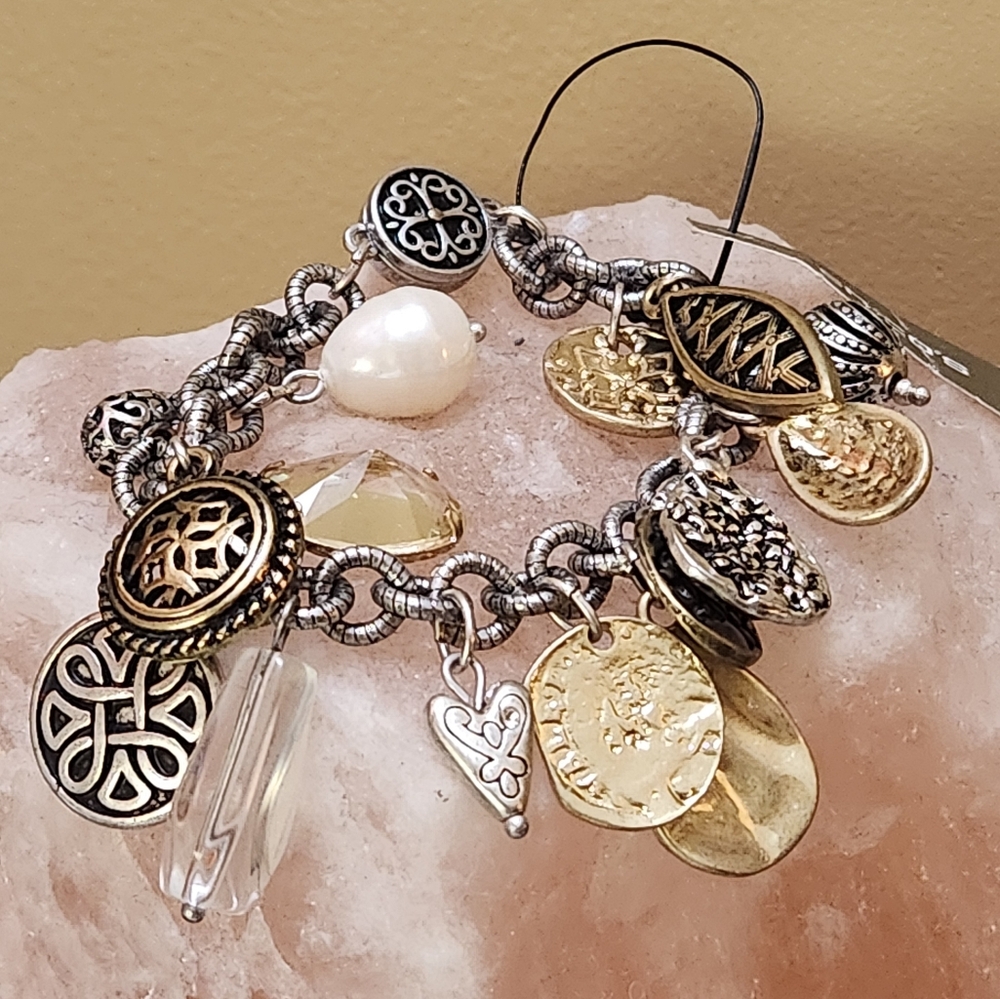 Chico's NWT Magnetic Closure Gold and Silver Tone Charm Bracelet